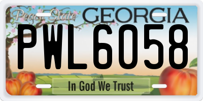 GA license plate PWL6058