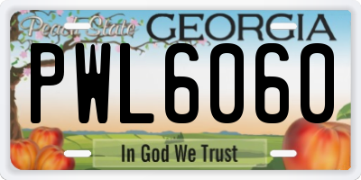 GA license plate PWL6060