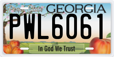 GA license plate PWL6061