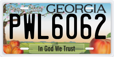 GA license plate PWL6062