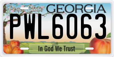 GA license plate PWL6063