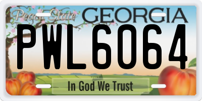 GA license plate PWL6064