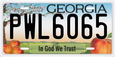 GA license plate PWL6065