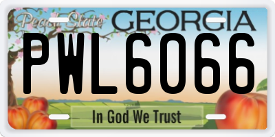 GA license plate PWL6066