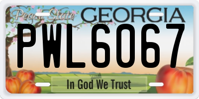 GA license plate PWL6067