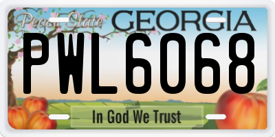 GA license plate PWL6068