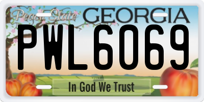 GA license plate PWL6069