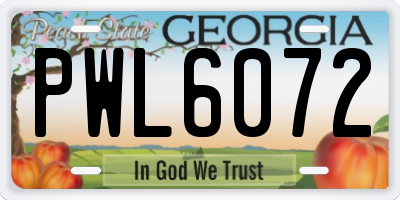 GA license plate PWL6072