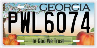 GA license plate PWL6074