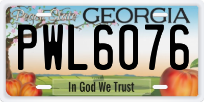 GA license plate PWL6076