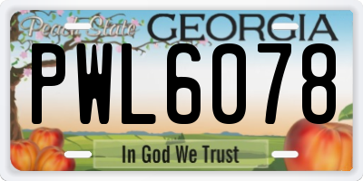 GA license plate PWL6078