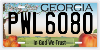 GA license plate PWL6080