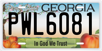 GA license plate PWL6081