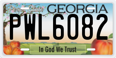 GA license plate PWL6082