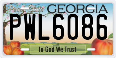GA license plate PWL6086