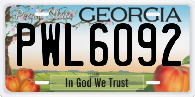 GA license plate PWL6092