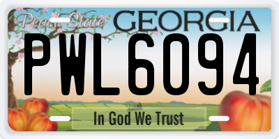 GA license plate PWL6094