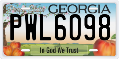 GA license plate PWL6098