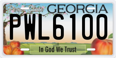 GA license plate PWL6100