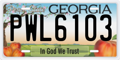 GA license plate PWL6103