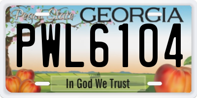 GA license plate PWL6104