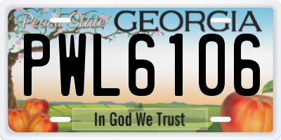 GA license plate PWL6106