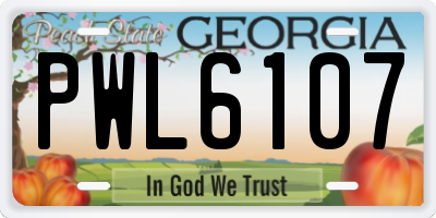 GA license plate PWL6107
