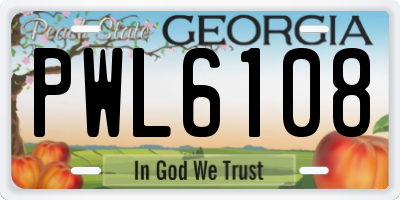 GA license plate PWL6108
