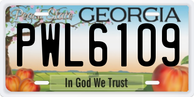 GA license plate PWL6109