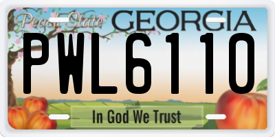 GA license plate PWL6110