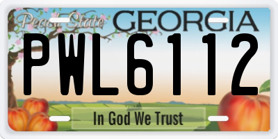 GA license plate PWL6112