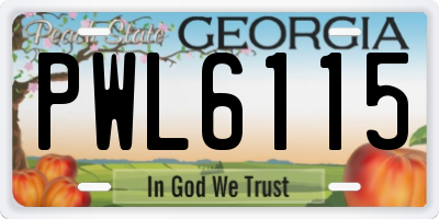 GA license plate PWL6115