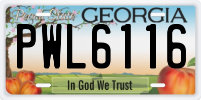 GA license plate PWL6116