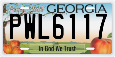 GA license plate PWL6117