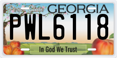 GA license plate PWL6118