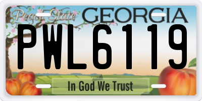 GA license plate PWL6119