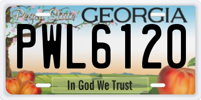 GA license plate PWL6120