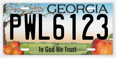 GA license plate PWL6123