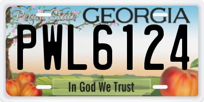 GA license plate PWL6124
