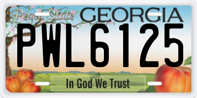 GA license plate PWL6125