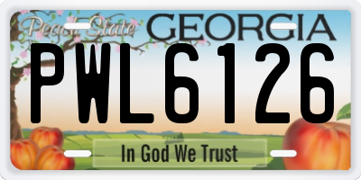 GA license plate PWL6126