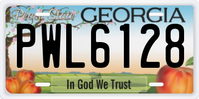 GA license plate PWL6128