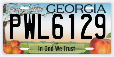 GA license plate PWL6129