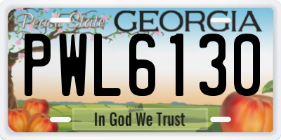 GA license plate PWL6130
