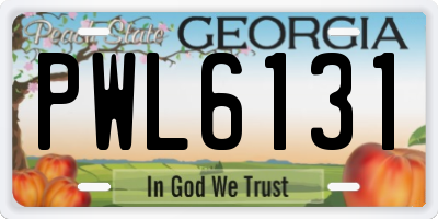 GA license plate PWL6131