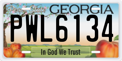 GA license plate PWL6134