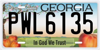 GA license plate PWL6135