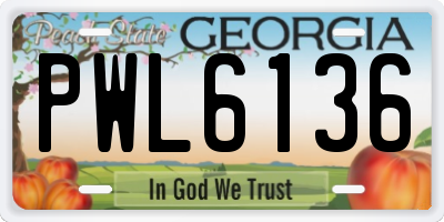 GA license plate PWL6136