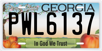 GA license plate PWL6137