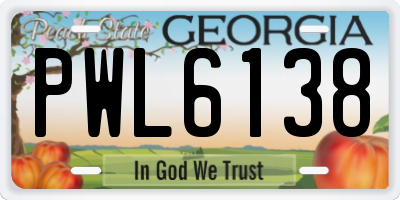 GA license plate PWL6138